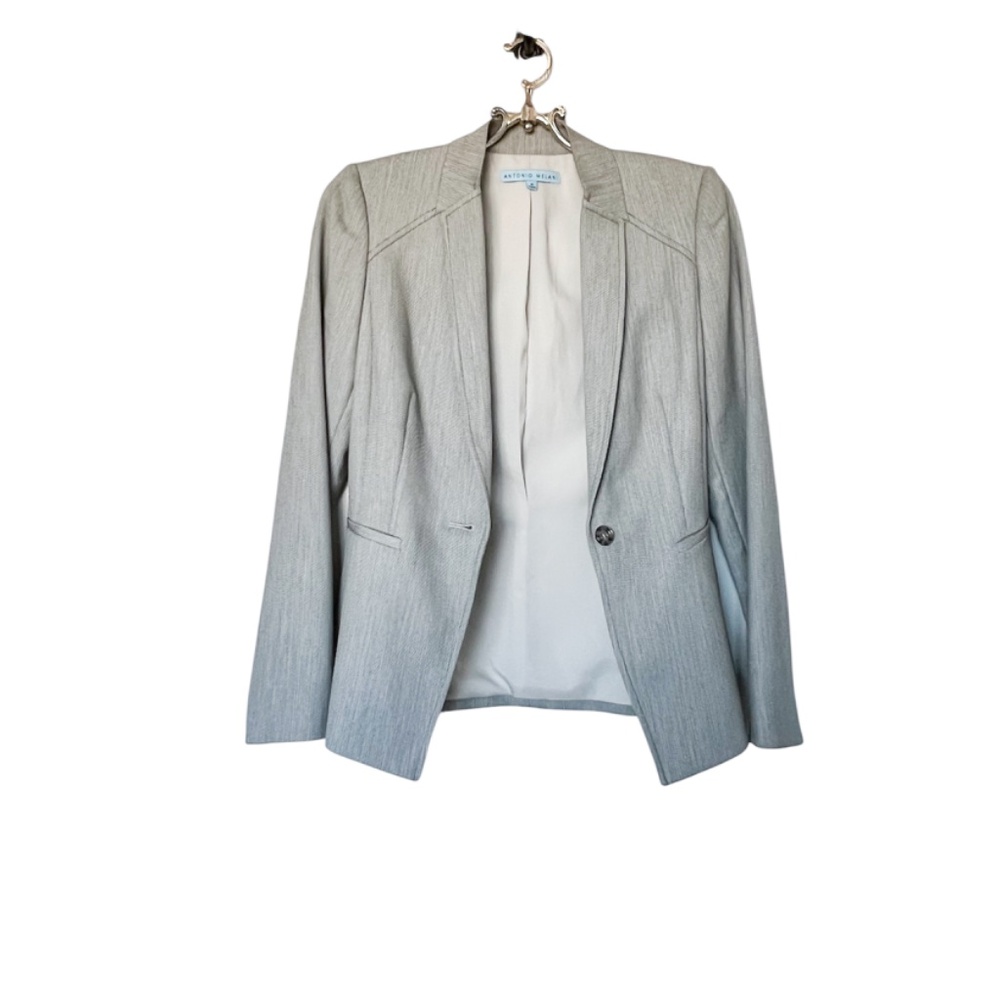 Antonio Melani Gray Single Button Fitted Blazer S… - image 5